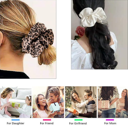 Scrunchies Hair Ties for Women - Big Silk Satin Scrunchie in Giant Purple, Cute Jumbo Hair Accessories