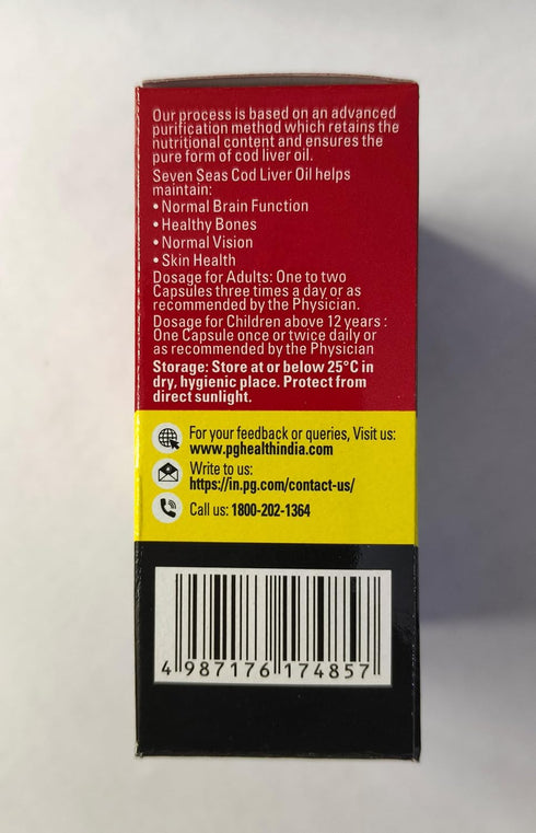Cod Liver Fish Oil, 100 Capsules - Seven Seas