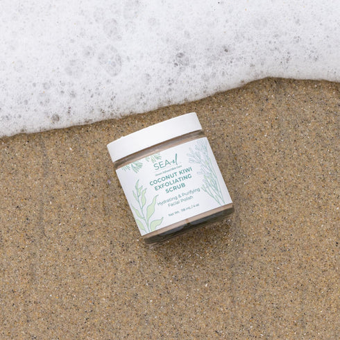 Sea El Coconut Kiwi Exfoliating Face Scrub, Hydrating Anti-Aging Exfoliator with Bamboo Pumice & Green Tea, 4 Oz