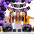 Yoirrat 16 16th Sweet Gift Bag with Wrapping Tissue Paper & Card Large Purple Black Glitter Happy Birthday Gift Bags