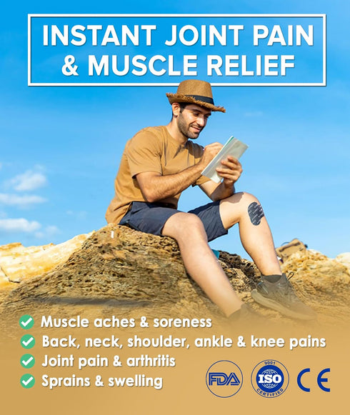 Pain Relief Patches (12 Count) - Knee Pain Relief Patch, Back Pain Patch, Heat Patch for Muscle Pain Relief