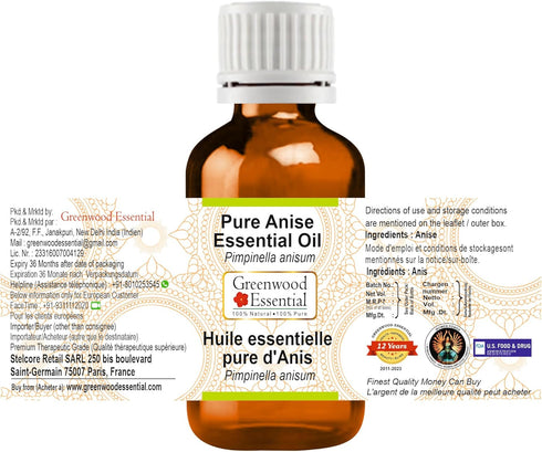 Pure Anise Essential Oil (Pimpinella anisum) Steam Distilled 30ml (1oz)