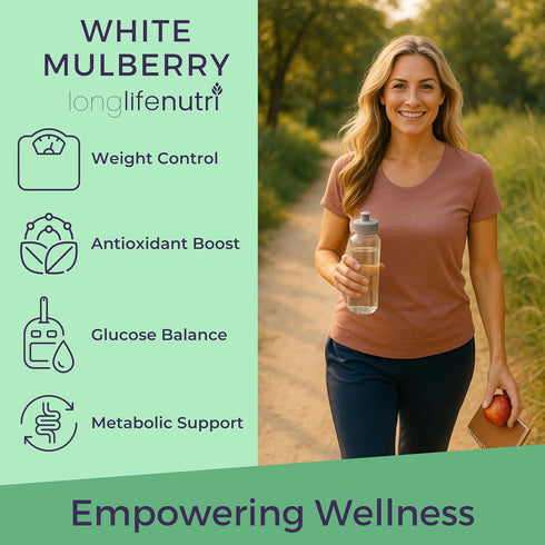 Mulberry 500mg Alba 200 200-Day White Leaf Extract - Sourced from Morus Leaf, Vegetarian Capsules, Supplement