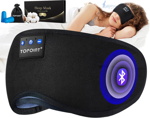 TOPOINT Sleep Mask with Headphones, Bluetooth 5.2 Wireless Eye Mask for Sleeping, Travel, Meditation for Men, Women