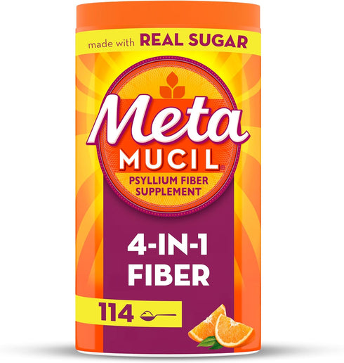 Metamucil 4-in-1 Fiber Supplement for Digestive Health, Orange Flavored Psyllium Husk Fiber Powder