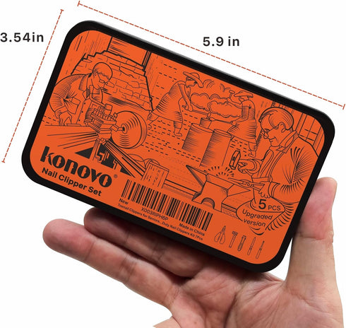 Konovo Toenail Clippers for Seniors, Heavy Duty Long Handle Nail Clippers Kit for Thick Toenails, 5Pcs