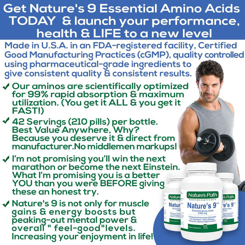 Essential Amino Acids EAA Supplement - Complete Amino Acid Complex Pills, Vegan, 210 Tablets