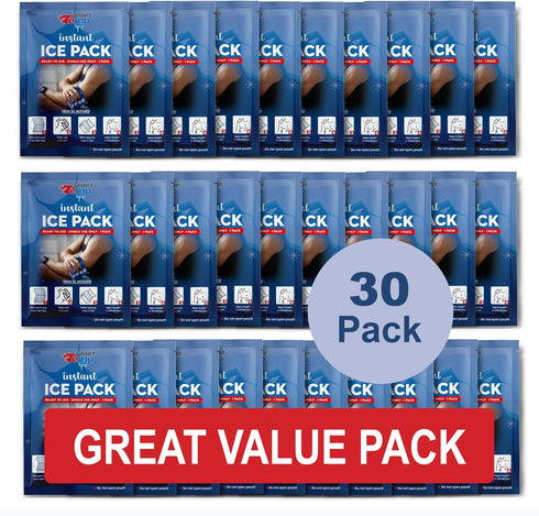 Instant Ice Cold Packs - 30 Individual Packs (7”x5”) for Pain Relief and Inflammation