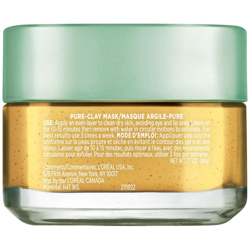 L'Oreal Paris Skincare Pure Clay Face Mask with Yuzu Lemon for Rough Skin, 1.7 oz
