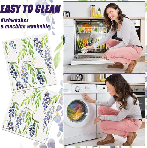 12 Pcs Swedish Kitchen Dish Towels, Reusable Sponge Cleaning Cloths, Absorbent Quick Drying Washable Wipes