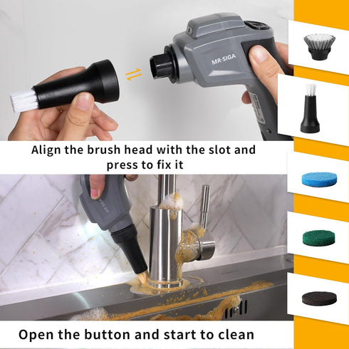 MR.SIGA Electric Spin Scrubber, Detailed Brush Refills, 3 Pack