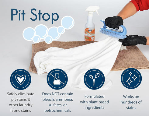 Sanco Industries 32 Pit Stop - Sweat Stain & Deodorant Stain Remover, Multi-Stain & Multi-Purpose Formulated Spray