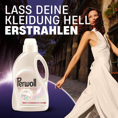 Perwoll (1x 27 Renew Color for Light & White Clothes Detergent Wash Loads) Mild Detergent Gently Cleanses and Revives
