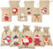 DERAYEE 36Pcs Christmas Jute Burlap Gift Bags, Small Craft Canvas Goodie Bags for Xmas Party Supplies
