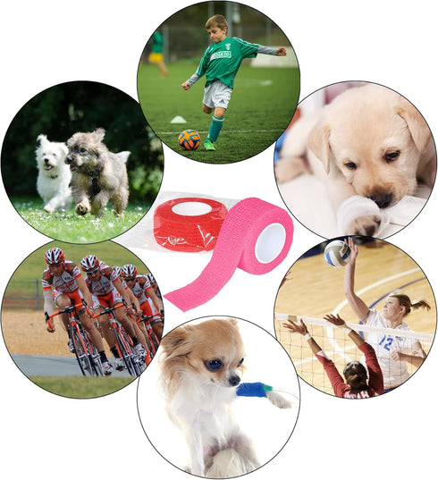 Twavang 6 Pack 1 Inches Ankle(5 Self Adhesive Bandage Wrap Breathable Cohesive Bandage Elastic Tape for Pets, Athletic