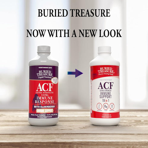 Buried Treasure ACF Extra Strength Immune Support, 16oz with Dose Cup, Vitamins and Herbs for Dietary Immunity Boost