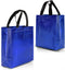 Nush Nush Blue Gift Bags: Medium Size Set of 12 Shiny Reusable Bags with Handles for Goodie, Birthday, Party Favors