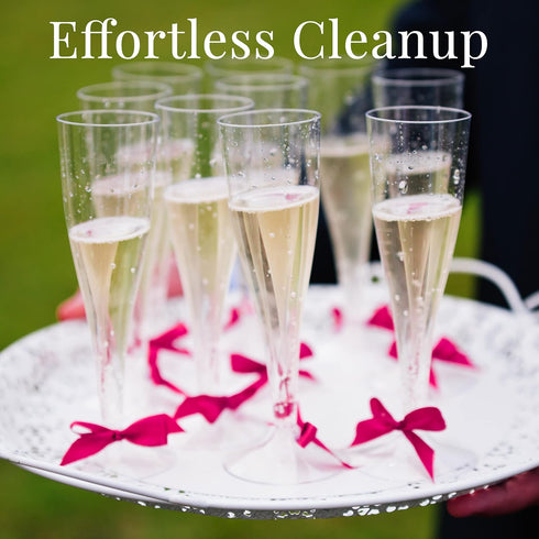 Prestee 100 Clear Disposable Champagne Flutes - Perfect for Toasting, Weddings, Parties & New Year's Eve - 2024