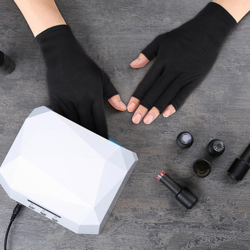 Syhood 3 Pair UV Gloves for Nail Lamp, UPF50+ UV Fingerless Protection Gloves for Manicures