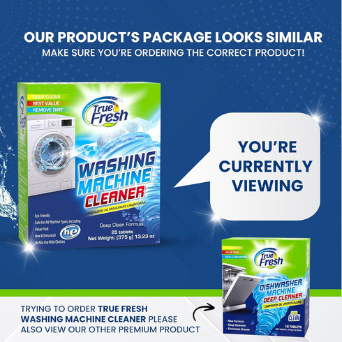 True Fresh Washing Machine Cleaner Tablets 25-Pack - Deep Cleaning Tablets for Top Loader, Front Load & HE