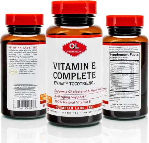 Olympian Labs Vitamin E Complete Tocomin, 200IU, 60 Softgels, Supports Brain, Skin & Hair