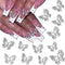 RODAKY 3D Alloy Butterfly Nail Art Charms, 12PCS Silver Butterflies with Gems for Nail Decoration