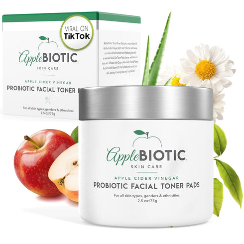 Toner Pads for Face - Exfoliating Wipes for All Skin Types, Apple Cider Vinegar & Green Tea, 60 Pads