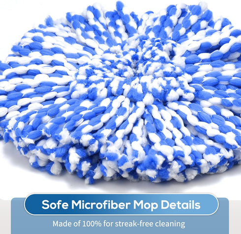 8 Pack RinseClean Spin Mop Replacement Head Refills with 1 Rotating Mop Base, Compatible with RinseClean 2 Tank System