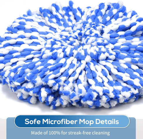 8 Pack RinseClean Spin Mop Replacement Heads - Compatible with RinseClean 2 Tank System, Blue Microfiber Refills