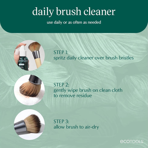 EcoTools Daily Brush Cleaner - Quick Drying Makeup Brush Cleanser Spray, Fragrance Free, Travel Size, TSA Approved
