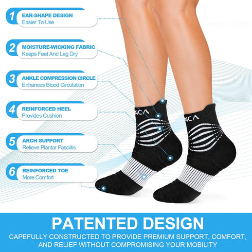 NEENCA Medical Compression Socks - 2 Pairs for Women & Men, Ankle Compression Stockings for Pain Relief, 20-30 mmHg