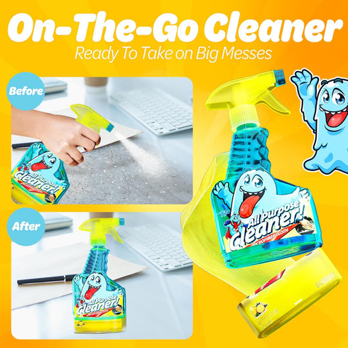 PeerBasics Gunk Getter - Spray Bottle with Microfiber Cap - All Purpose Cleaner 16oz - Lemon (2 Pack)