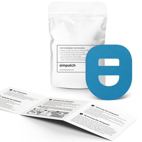 SIMPATCH Omnipod Adhesive Patch with Strap (25-Pack) - Waterproof CGM Tape (Blue)