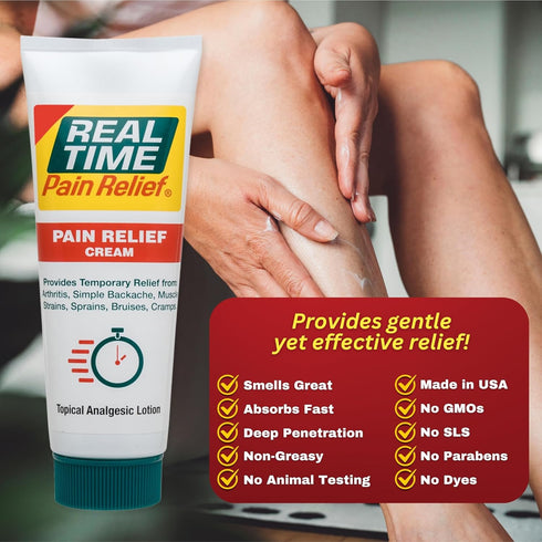Real Time Pain Relief Cream, 3 Ounce Tube for Pain Relief
