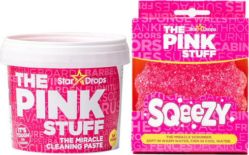 Stardrops - The Pink Stuff Miracle Cleaning Paste & SQeeZY Scrubber Sponge Bundle for All-Purpose Cleaning