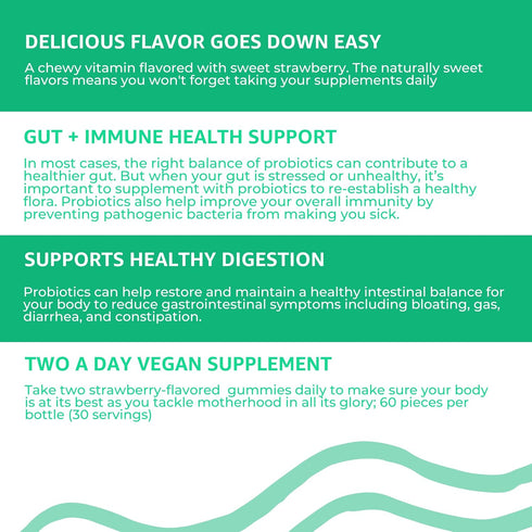 Baby Blues: Organic Probiotic Gummy Vitamins for Moms, Strawberry, 5 Billion CFU
