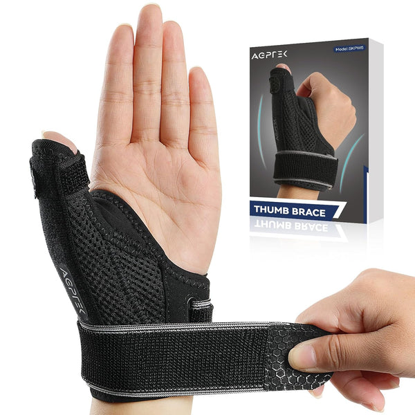 AGPTEK Trigger Thumb Splint for Right & Left Hand, Breathable Support Brace with Metal Splint for Pain Relief