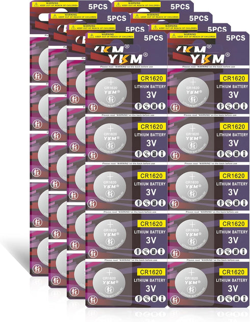CR1620 Long Lasting 3V Lithium Battery Replacement, 40 Pack for Car Remote Key Fob, Calculator, Watch