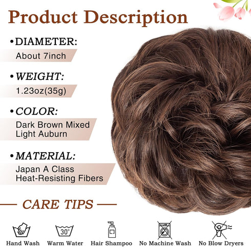 MORICA Messy Hair Bun Hair Scrunchies Extension, Curly Wavy Synthetic Chignon Hairpieces for Women (4/30#)