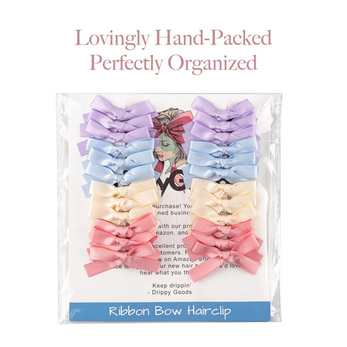 Mini Ribbon Bow Hair Clips for Women and Girls, 24 PCS Coquette Barette Hair Clip Accessories for Spring Summer