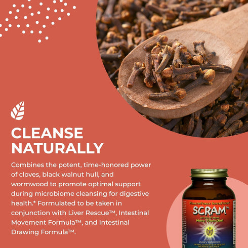 HealthForce SuperFoods Scram - Herbal Supplement with Milk Thistle, Wormwood & Black Walnut, 150 Vegan Capsules