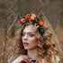 MOSTORY Handmade Deer Antler Flower Headband, Tree Branch Crown Headpiece, Orange Rose Floral Hair Band for Women
