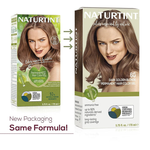 Naturtint 6G Dark Golden Blonde Permanent Hair Color, Ammonia Free, Vegan, Cruelty Free, 100% Gray Coverage