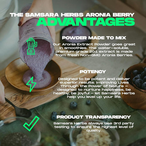 Aronia Berry 20:1 Extract Powder (4oz/114g) - Antioxidant, Flavonoids and Polyphenols Supplement - High ORAC Native