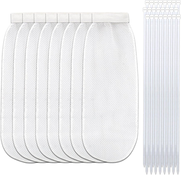 32-Piece Lint Trap Set for Washing Machine, Includes 8 Nylon Mesh Traps and 24 Cable Ties, Effective Lint Filtration