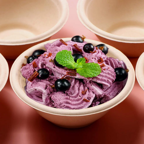 Disposable Paper Bowls, 100pack 8oz Compostable Paper Bowls for Condiments, Ice Cream, Dessert
