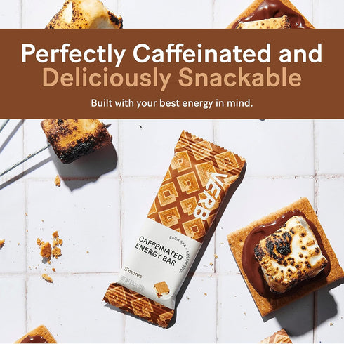 Verb Energy - S'mores Caffeinated Snack Bars, 110-Calorie Low Sugar Vegan Nutrition Bars, Pack of 16