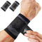 HiRui Wrist Brace, Compression Wrist Strap, Support for Work, Fitness, Weightlifting, Adjustable Wristbands, 2 PACK,