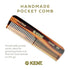 Kent A OT Double Tooth Hair Pocket Comb, Small Fine/Wide Tooth for Hair, Beard, and Mustache Grooming