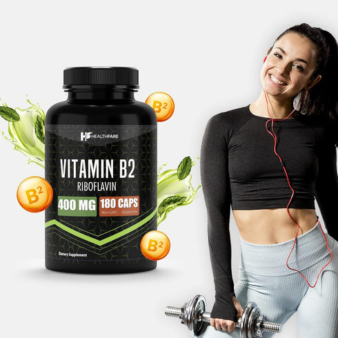 Vitamin B2 400mg, 180 Capsules, Riboflavin, Gluten Free, Made in The USA